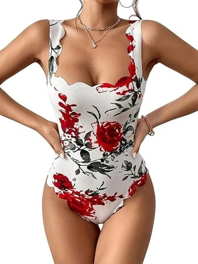 Bodysuit de mangas de cuello cuadrado cuadrado de estampado floral para mujeres